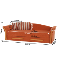 pohovka PATRYK - rozmery, poah: ltka alova oranov + vanke enil